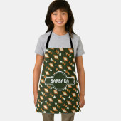 エスニックグリーンオレンジミニマル模様 エプロン (インサイチュ)