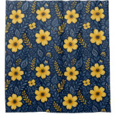 エスニックスタイリッシュ地中海のフローラアートパターン シャワーカーテン (正面)