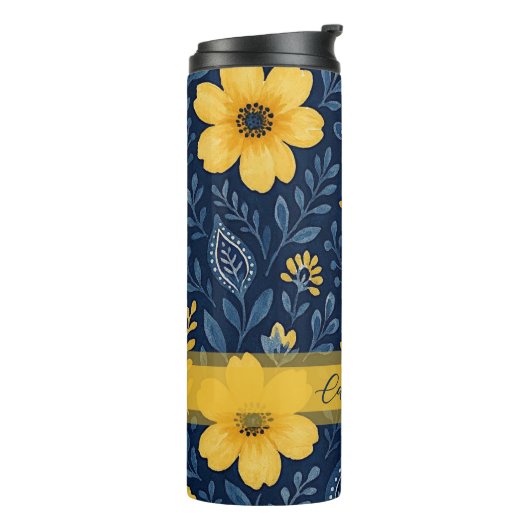 エスニックスタイリッシュ地中海のフローラアートパターン タンブラー (回転左)