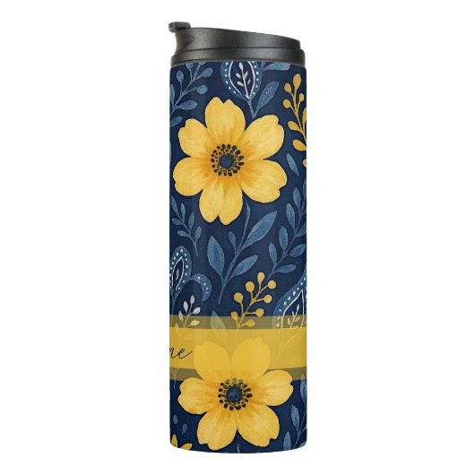 エスニックスタイリッシュ地中海のフローラアートパターン タンブラー (回転右)