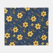 エスニックスタイリッシュ地中海のフローラアートパターン フリースブランケット (正面(横))