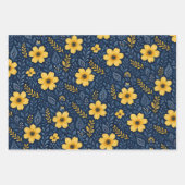 エスニックスタイリッシュ地中海のフローラアートパターン ラッピングペーパーシート (正面)