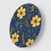 エスニックスタイリッシュ地中海のフローラアートパターン ラージ壁時計 (傾斜)