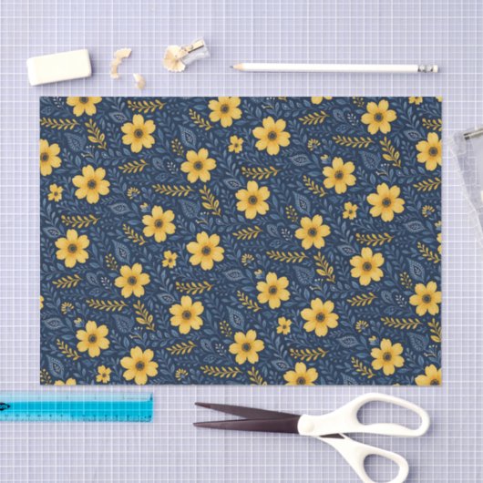 エスニックスタイリッシュ地中海のフローラアートパターン 薄葉紙 (クラフト)