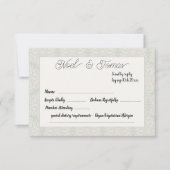 エスニックスタイルセージ緑の色の応答カード 出欠カード (正面)