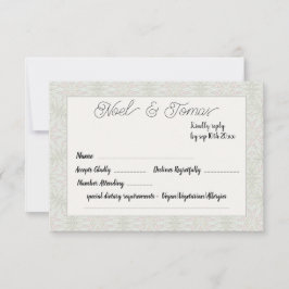 エスニックスタイルセージ緑の色の応答カード 出欠カード