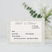 エスニックスタイルセージ緑の色の応答カード 出欠カード (スタンド正面)