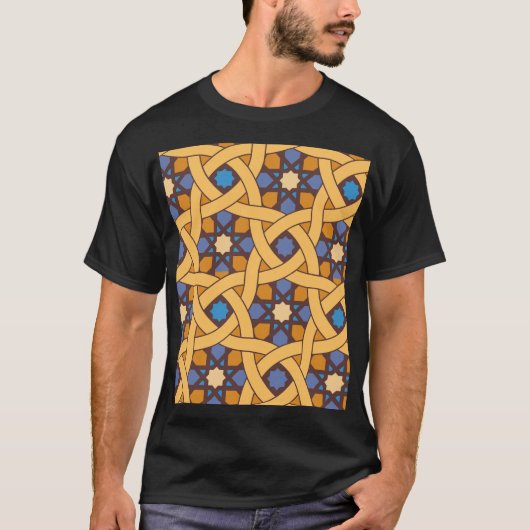 エスニックスタイル抽象芸術モザイクパターン Tシャツ (正面)