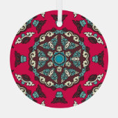 エスニックスタイル、ヴィンテージ装飾的シームレスなテクスチャ。 ガラスオーナメント (裏面)