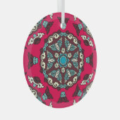 エスニックスタイル、ヴィンテージ装飾的シームレスなテクスチャ。 ガラスオーナメント (正面右)