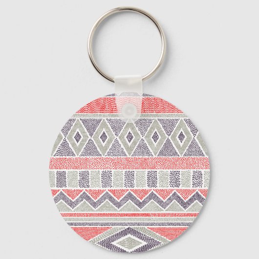 エスニックストライプのトライバル:手作りのヴィンテージ キーホルダー (正面)