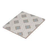 エスニックタイルパターンプリント、青、ベージュ色、茶色のタイル タイル (側面)