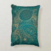 エスニックターコイズのアクセント枕 アクセントクッション (裏面(縦))