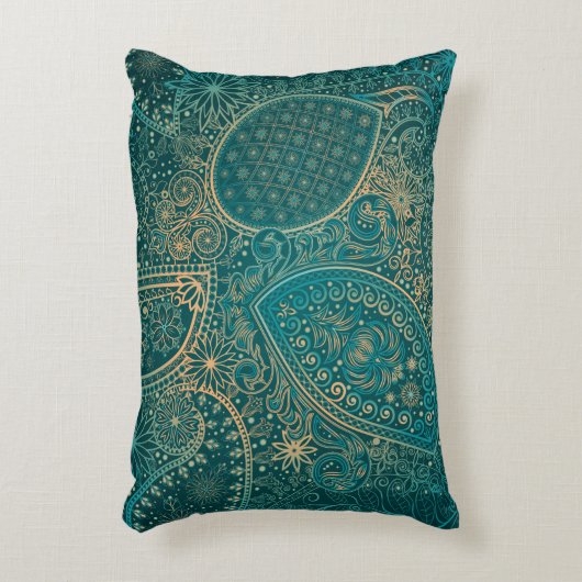 エスニックターコイズのアクセント枕 アクセントクッション (正面(垂直))