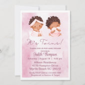 エスニックツインガールズピンクベビーシャワー招待状 招待状 (正面)