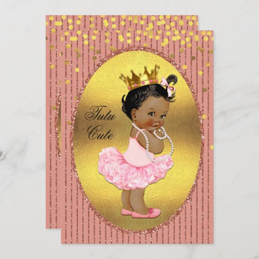 エスニックツチュキュートフェイクゴールドフォイルグリッター紙吹雪 招待状 (正面/裏面)