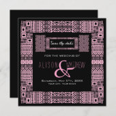エスニックデザインブラックピンクザデイト招待状 セーブザデート (正面/裏面)