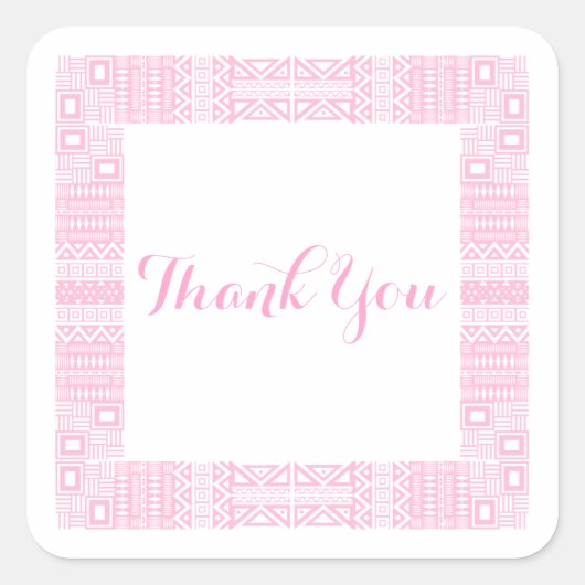 エスニックデザイン結婚ズサンキューステッカー1 スクエアシール (正面)