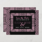 エスニックデザイン結婚式日付はがき保存3 案内ポストカード (正面/裏面)