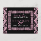 エスニックデザイン結婚式日付はがき保存3 案内ポストカード (正面)