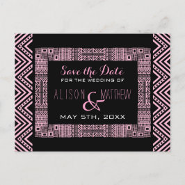 エスニックデザイン結婚式日付はがき保存3 案内ポストカード