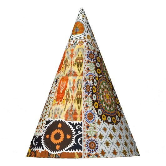 エスニックデジタル抽象芸術：シームレスパターン パーティーハット (正面)