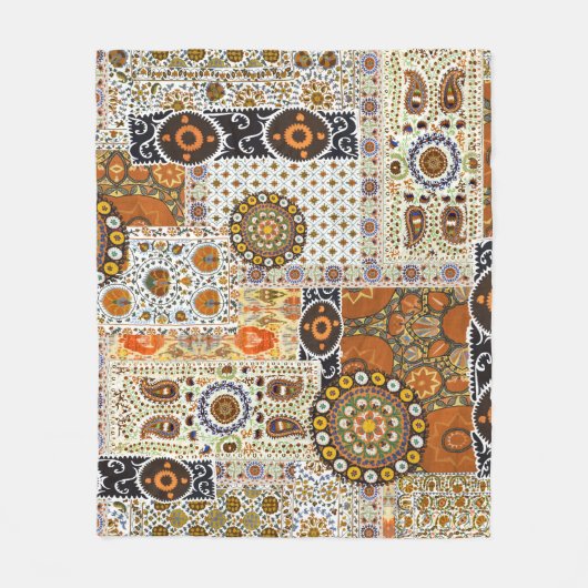 エスニックデジタル抽象芸術：シームレスパターン フリースブランケット (正面)