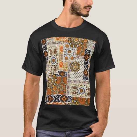 エスニックデジタル抽象芸術：シームレスパターン Tシャツ (正面)
