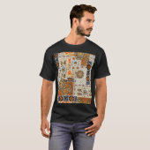 エスニックデジタル抽象芸術：シームレスパターン Tシャツ (正面フル)