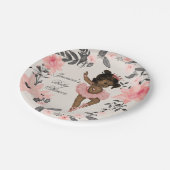 エスニックバレリーナウォーターカラーリースベビーシャワー ペーパープレート (アングル)