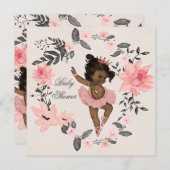 エスニックバレリーナウォーターカラーリースベビーシャワー 招待状 (正面/裏面)