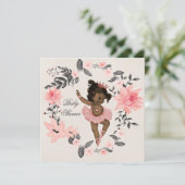 エスニックバレリーナウォーターカラーリースベビーシャワー 招待状 (スタンド正面)