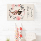 エスニックバレリーナウォーターカラーリースベビーシャワー 横断幕 (インサイチュ)