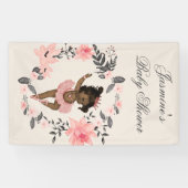 エスニックバレリーナウォーターカラーリースベビーシャワー 横断幕 (横)