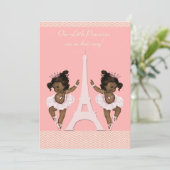 エスニックバレリーナツインズエッフェルタワーベビーシャワー 招待状 (スタンド正面)