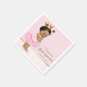 エスニックバレリーナプリンセスピンク金ゴールドベビーシャワー スタンダードカクテルナプキン (角)