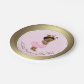 エスニックバレリーナプリンセスピンク金ゴールドベビーシャワー ペーパープレート (アングル)