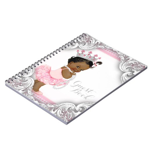 エスニックバレリーナプリンセスベビーシャワーゲストブック ノートブック (左側)