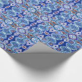 エスニックパターンブルーとパープルギフトラップ ラッピングペーパー (角)