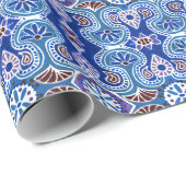エスニックパターンブルーとパープルギフトラップ ラッピングペーパー (ロールコーナー)