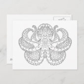 エスニックパターン(の模様が)あるタコ ポストカード (正面/裏面)