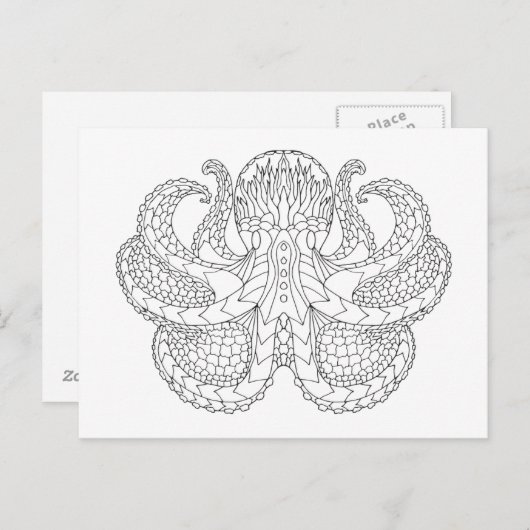 エスニックパターン(の模様が)あるタコ ポストカード (正面/裏面)