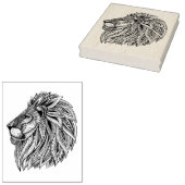 エスニックパターン（の模様が）あるライオン頭 ラバースタンプ (押印)