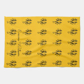 エスニックパターン、アフリカアート、カーニバルダンスオレンジ キッチンタオル (横)