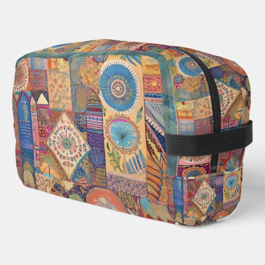 エスニックパッチワークトイレタリーバッグ ドップキット (左コーナー)
