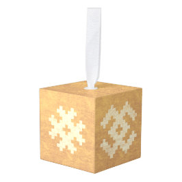 エスニックパーソナライズされたバルチック黄色ヴィンテージ キューブオーナメント