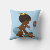 エスニックパーソナライズされたプリンスフォンテディベアブルー クッション (裏面)