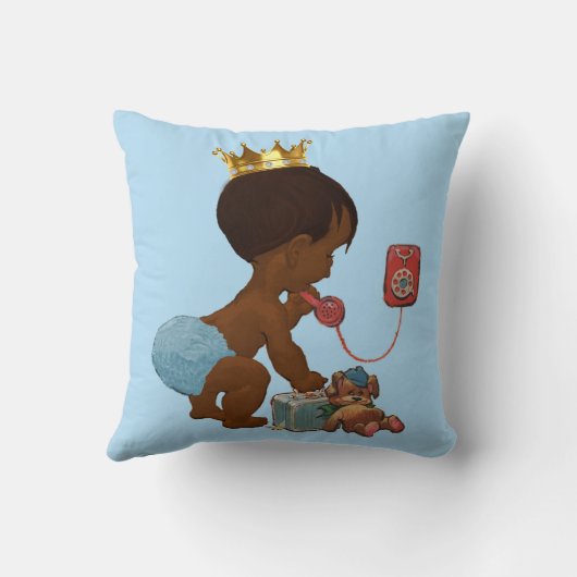 エスニックパーソナライズされたプリンスフォンテディベアブルー クッション (裏面)