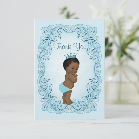 エスニックパーソナライズされたプリンスベビーシャワーありがとう サンキューカード (スタンド正面)