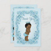 エスニックパーソナライズされたプリンスベビーシャワーありがとう サンキューカード (正面/裏面)